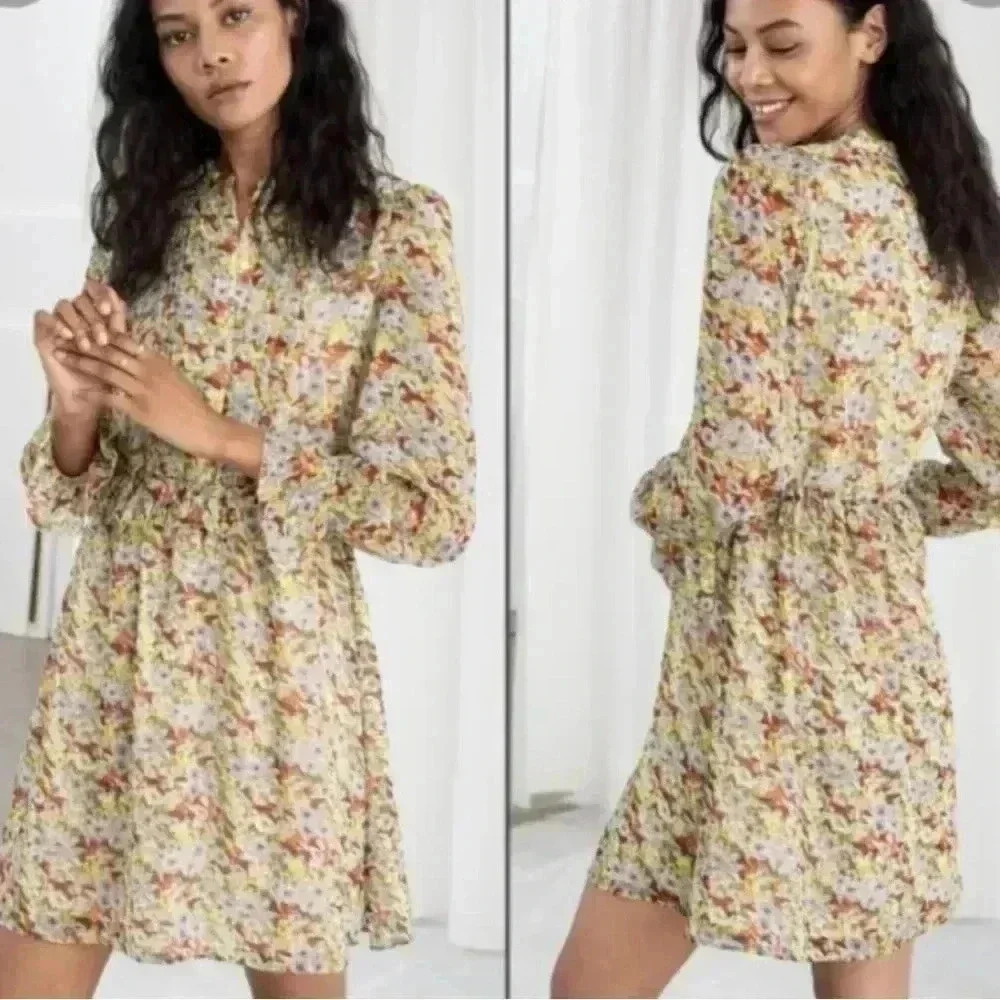 Paris Atelier & Other Stories Foral Bib Dress Size 2